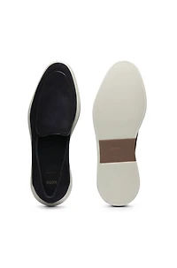 Suede loafers with logo details