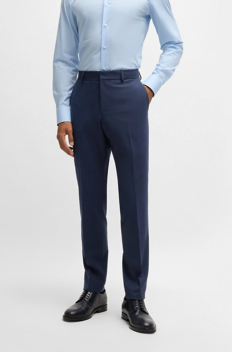 Slim-fit three-piece suit checked stretch cloth