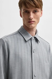 Relaxed-fit overshirt with stripe and script logo