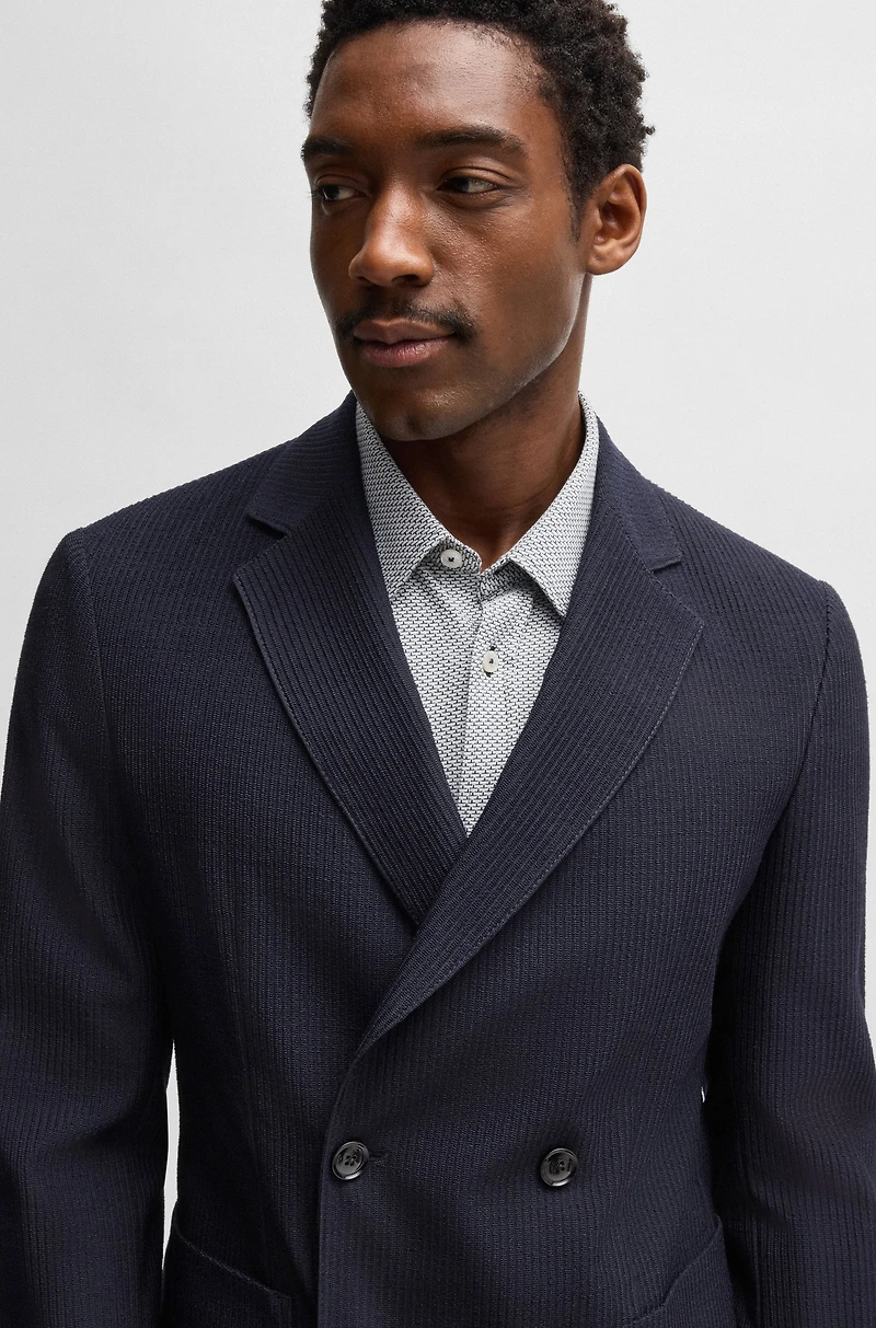 Slim-fit blazer patterned wool