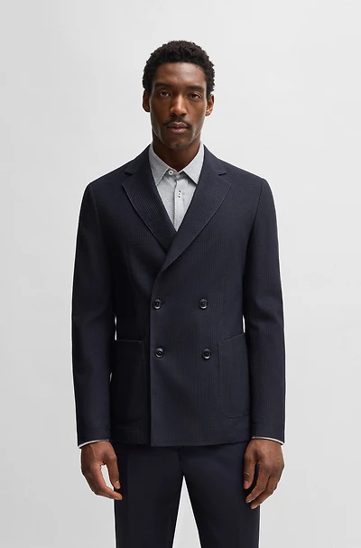 Slim-fit blazer patterned wool