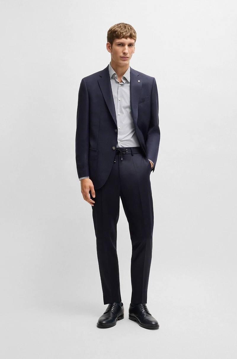 Regular-fit suit jacket micro-patterned virgin wool