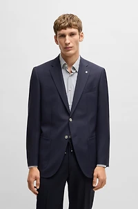 Regular-fit suit jacket micro-patterned virgin wool