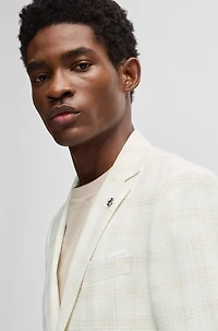Slim-fit suit jacket a checked wool blend