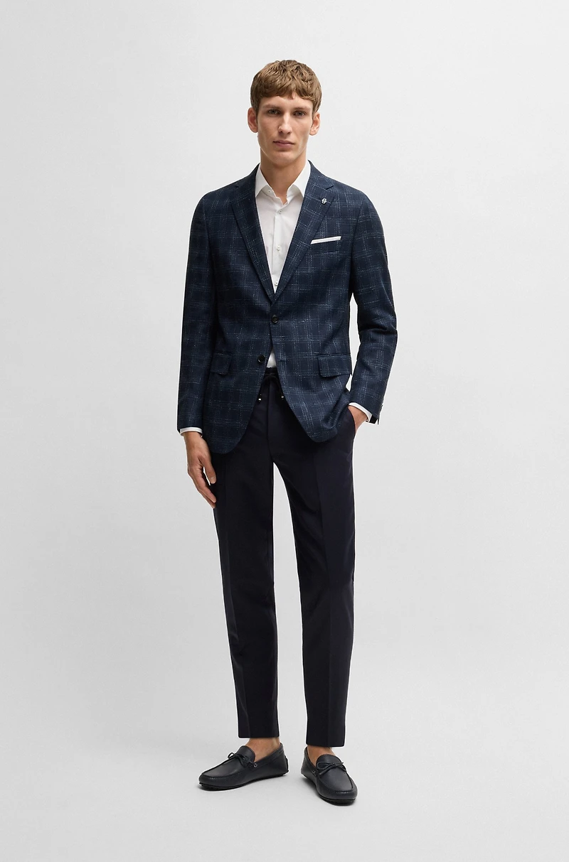 Slim-fit suit jacket a checked wool blend