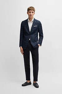 Slim-fit suit jacket a checked wool blend