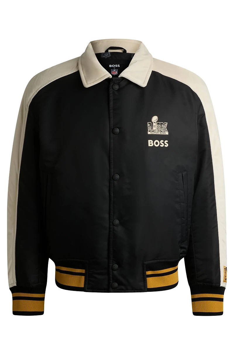 BOSS x NFL bomber jacket with velvet trims