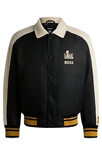 BOSS x NFL bomber jacket with velvet trims