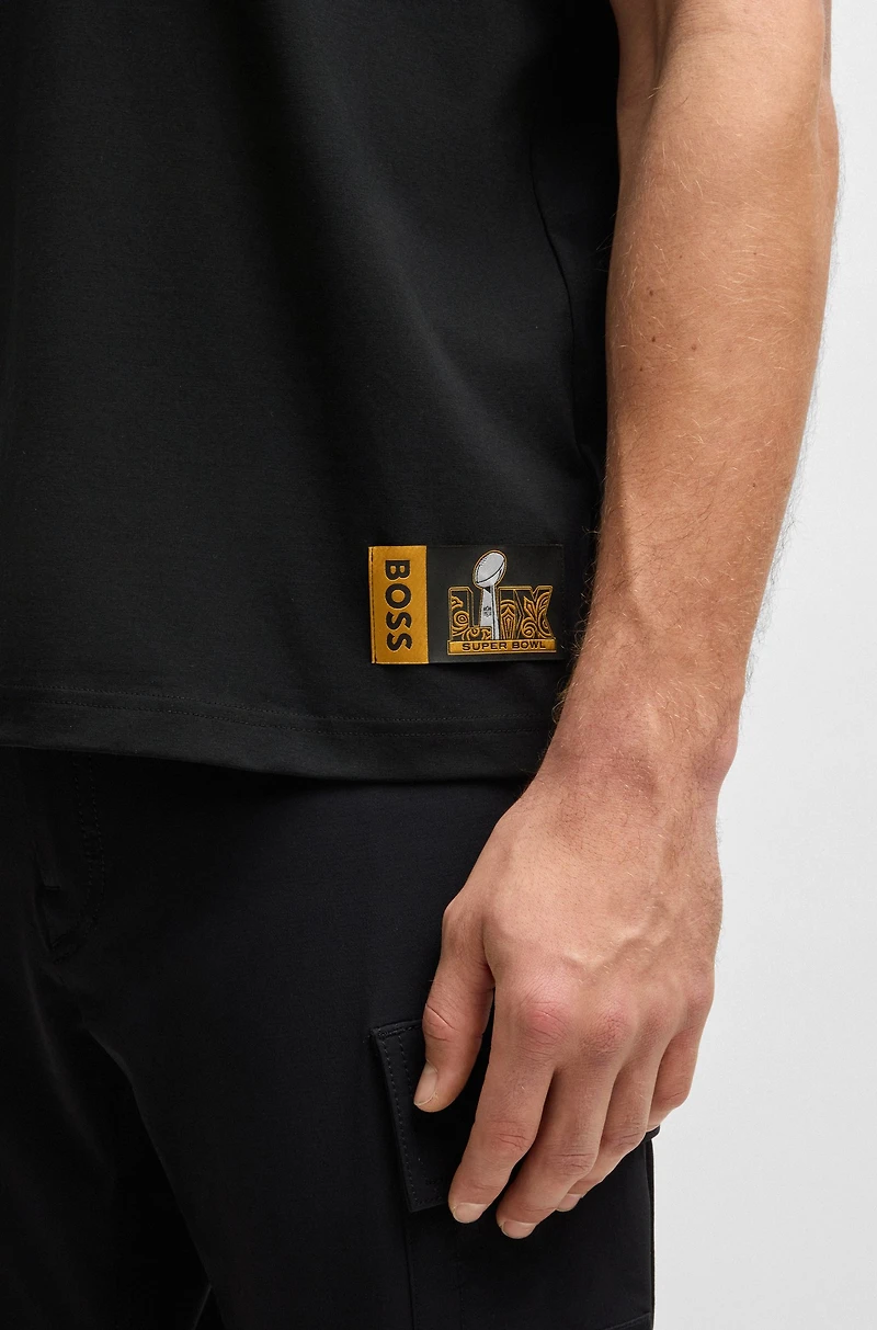 BOSS x NFL stretch-cotton T-shirt with gold-tone artwork