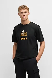 BOSS x NFL stretch-cotton T-shirt with gold-tone artwork