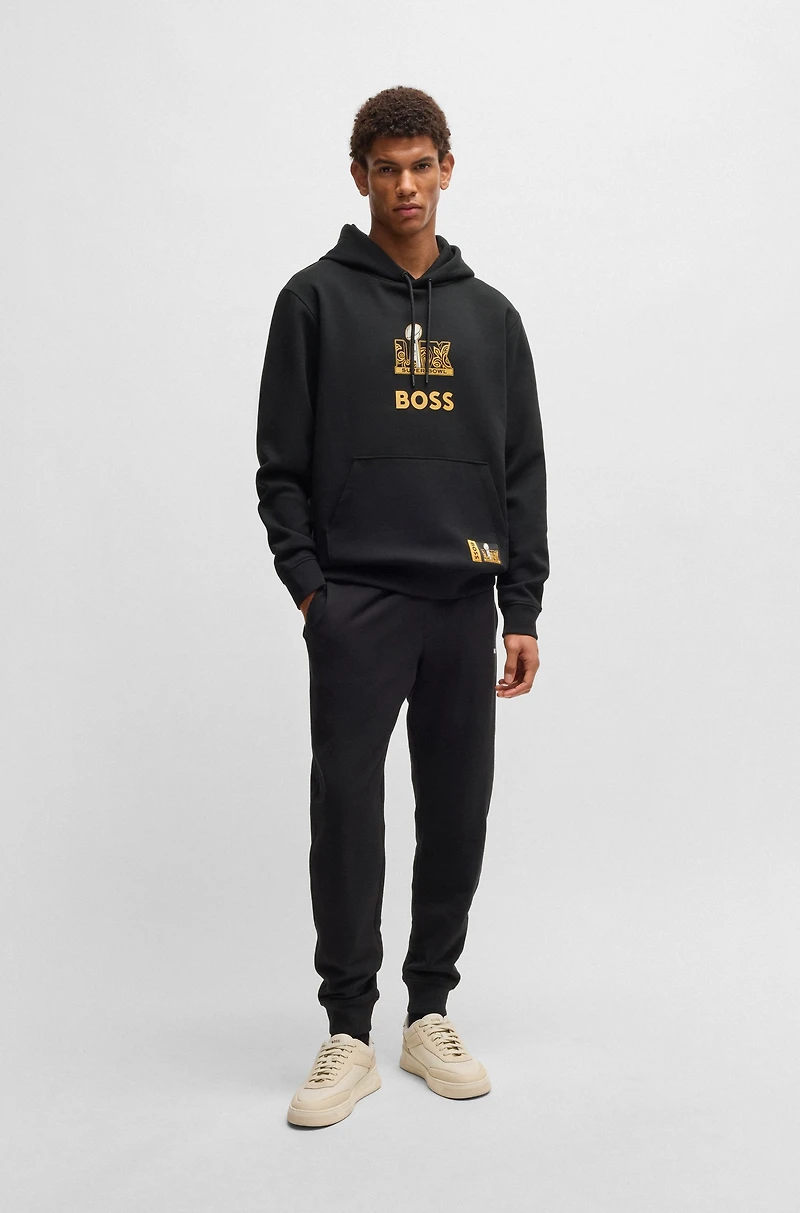 BOSS x NFL stretch hoodie with gold-tone artwork