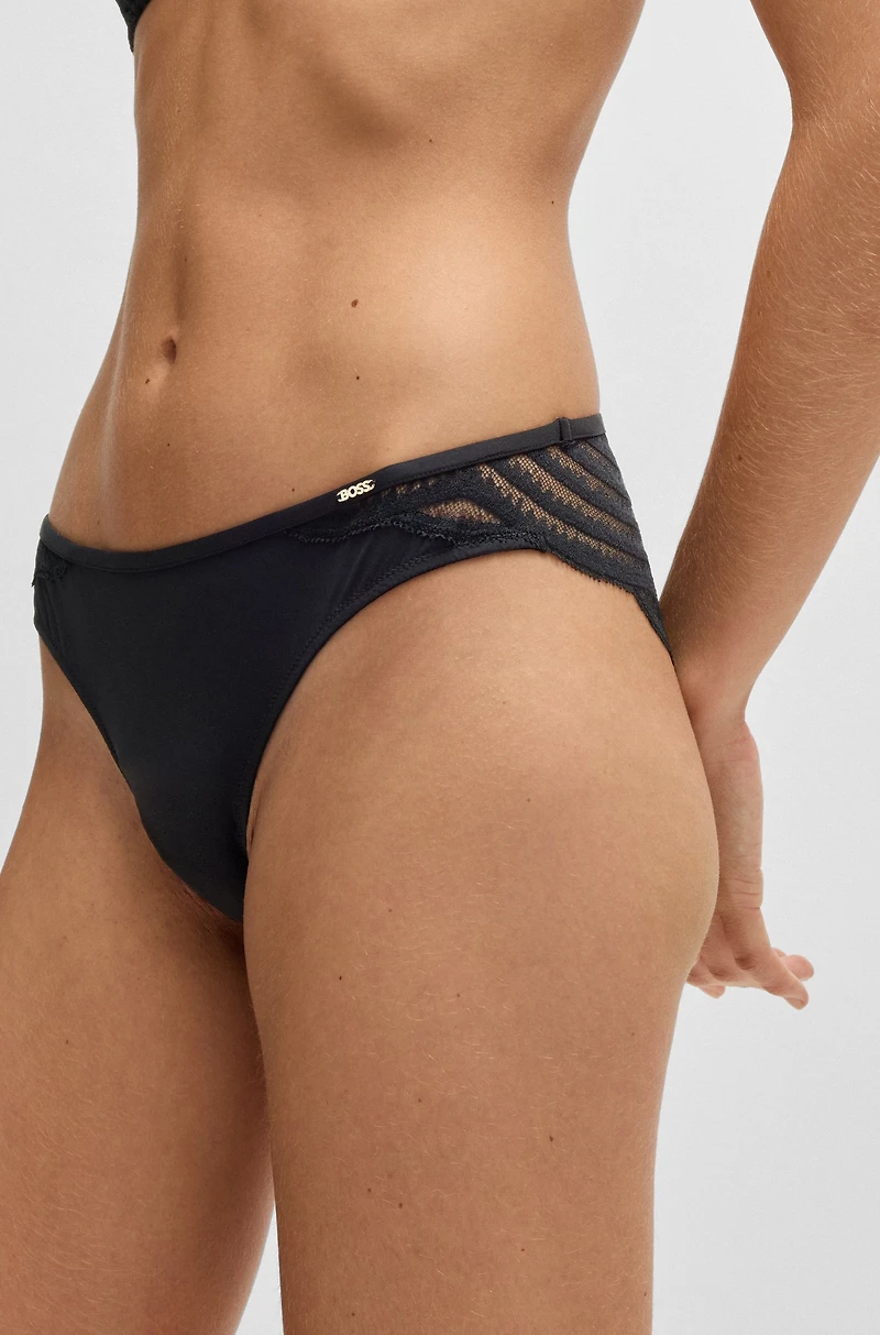 Lace-trim briefs with logo detail