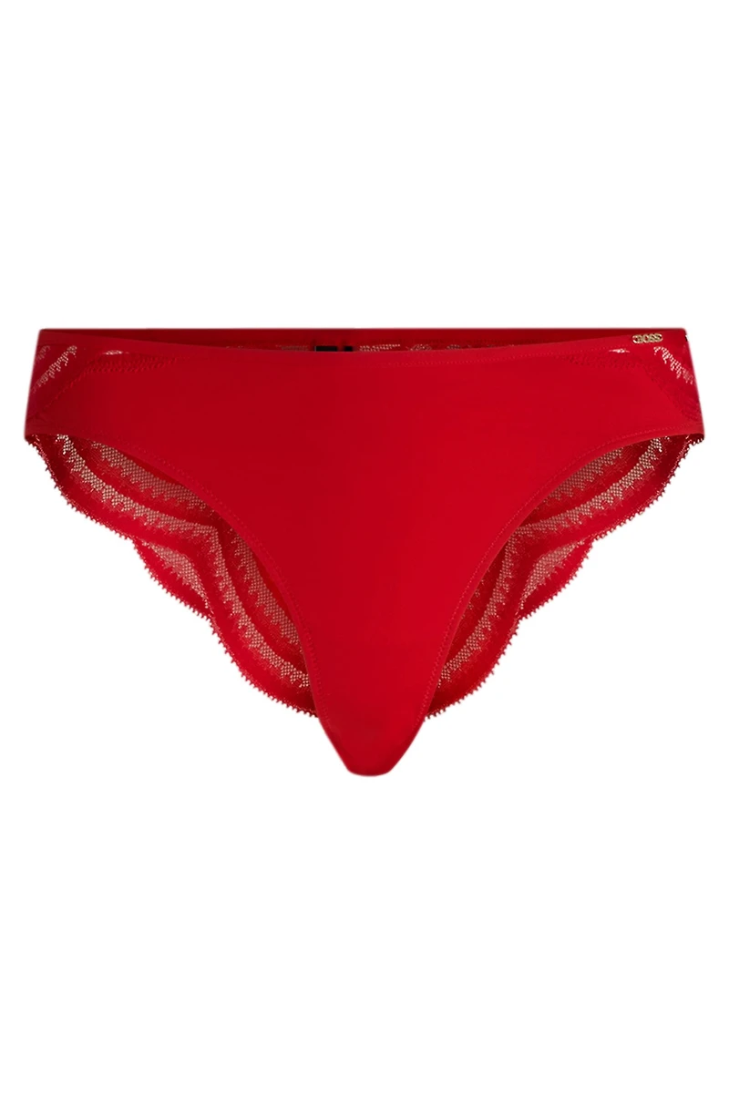 Lace-trim briefs with logo detail