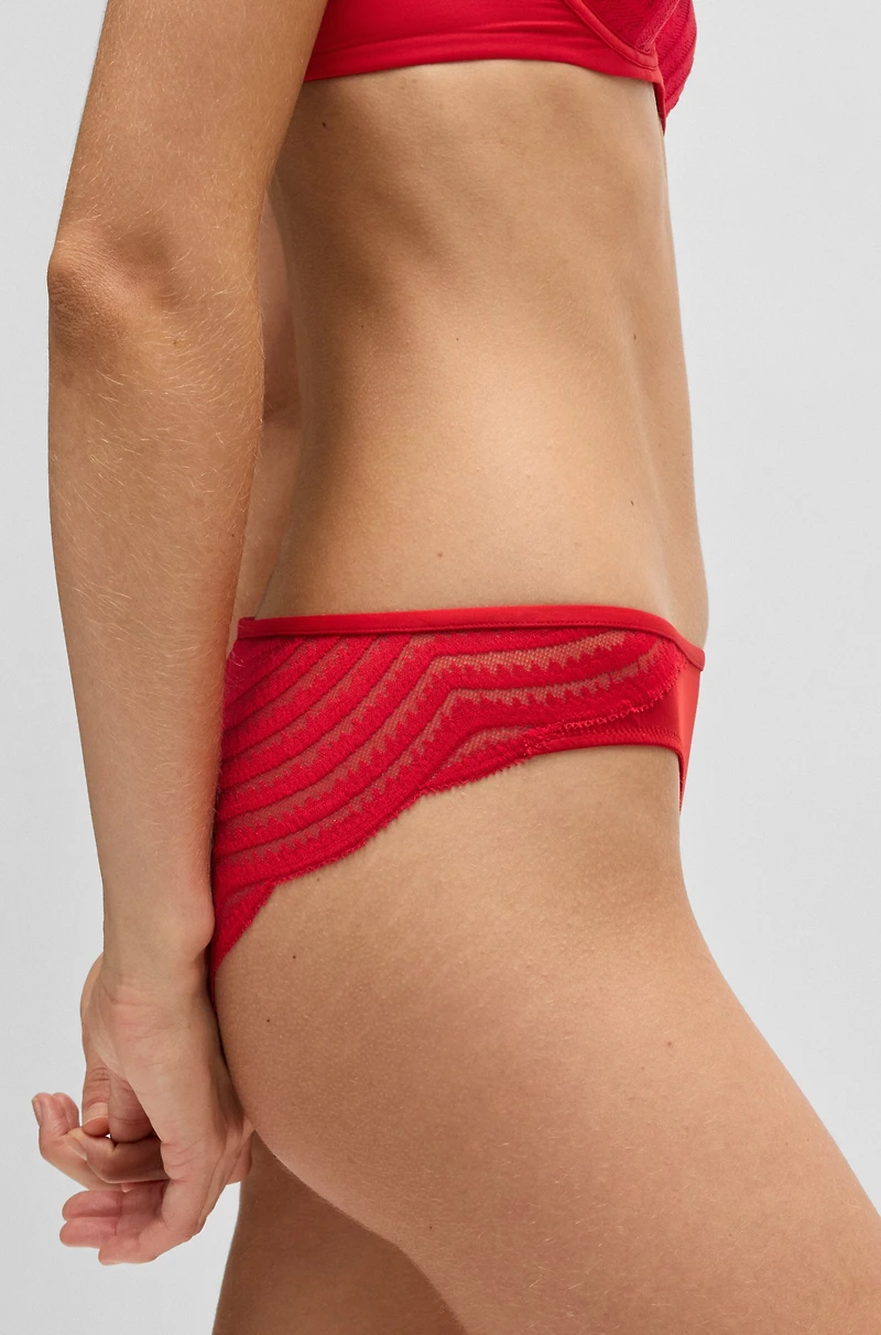 Lace-trim briefs with logo detail