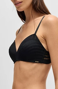 Lace-trim push-up bra with logo detail