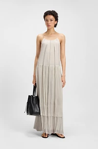 Tiered striped dress with silk