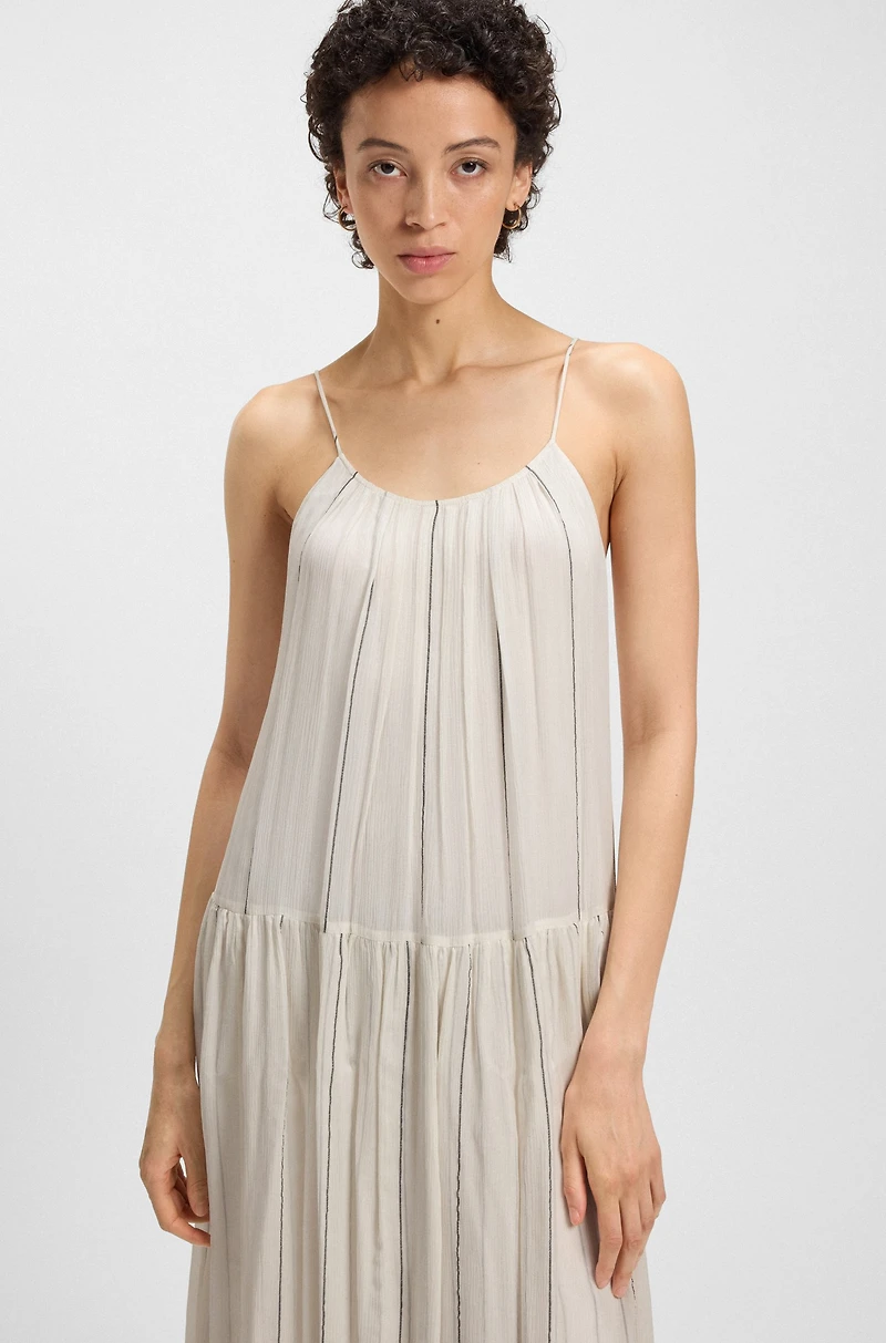Tiered striped dress with silk
