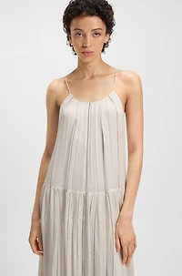 Tiered striped dress with silk