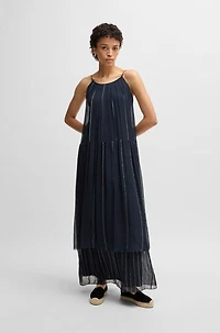 Tiered striped dress with silk