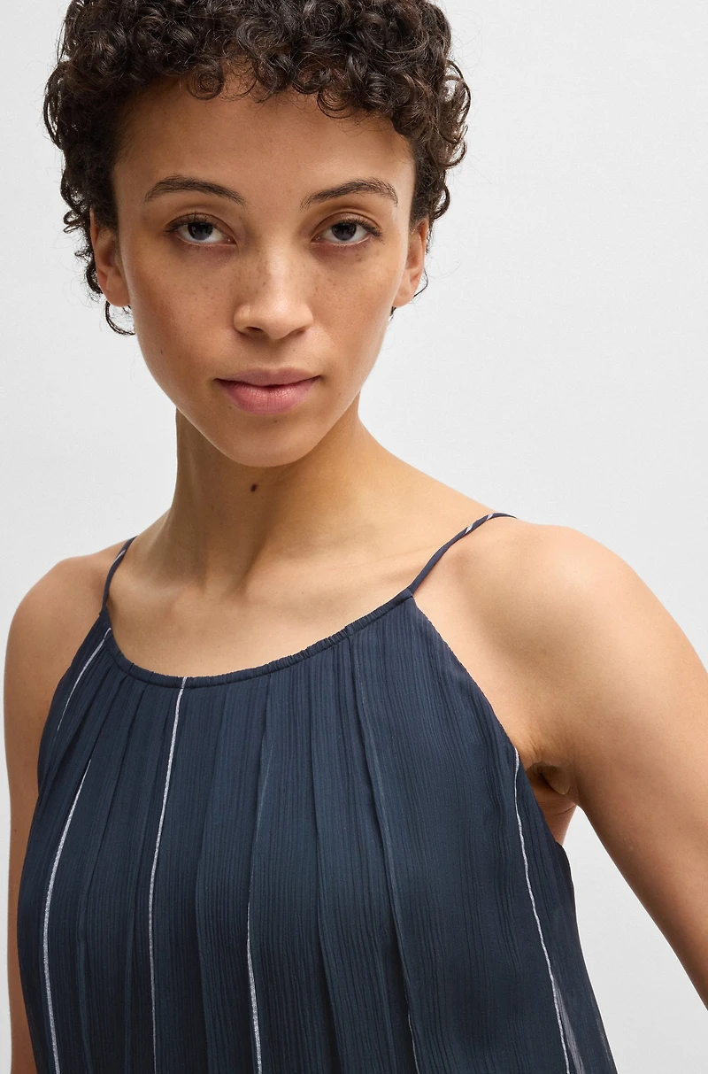 Tiered striped dress with silk