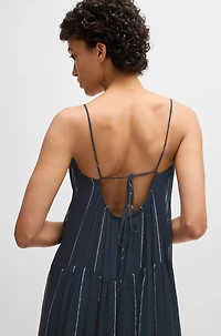 Tiered striped dress with silk