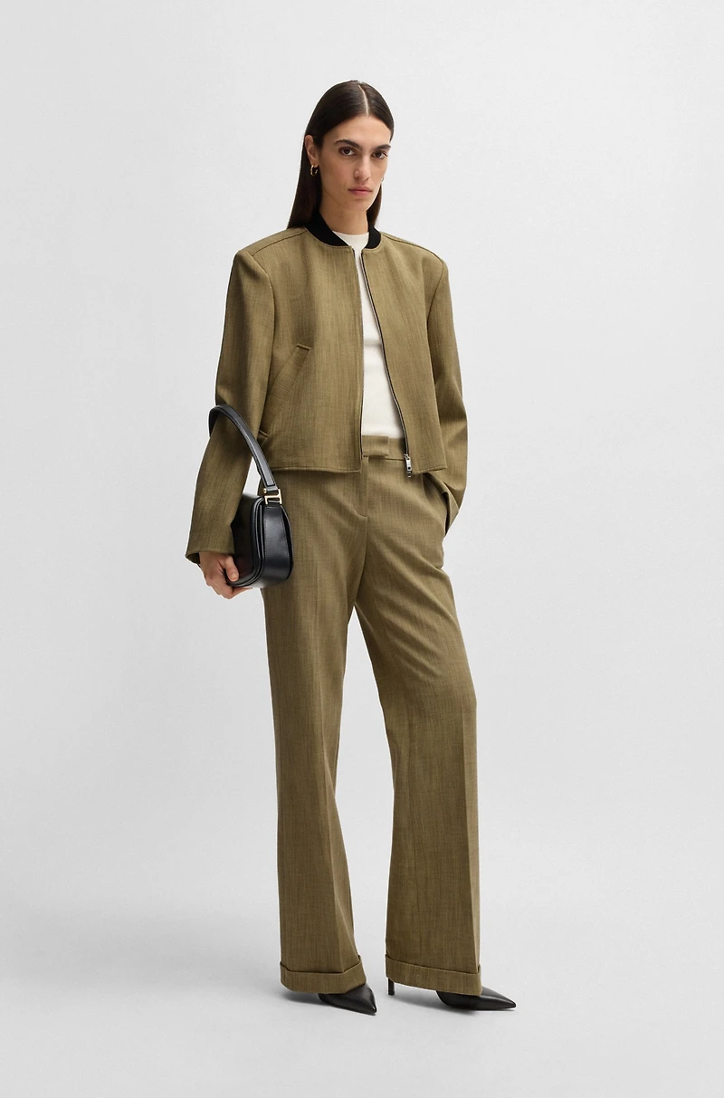 Relaxed-fit jacket herringbone stretch fabric