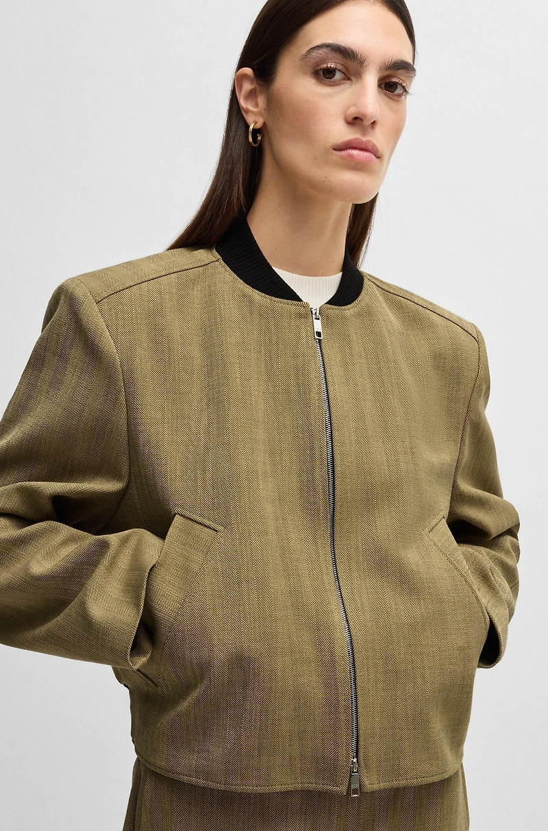 Relaxed-fit jacket herringbone stretch fabric