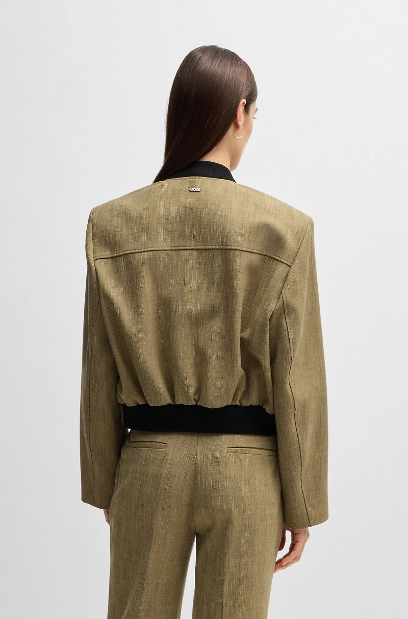 Relaxed-fit jacket herringbone stretch fabric