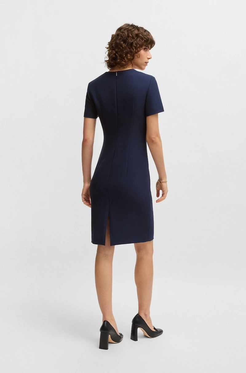 Square-neck slim-fit dress stretch material