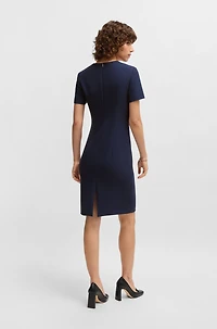 Square-neck slim-fit dress stretch material