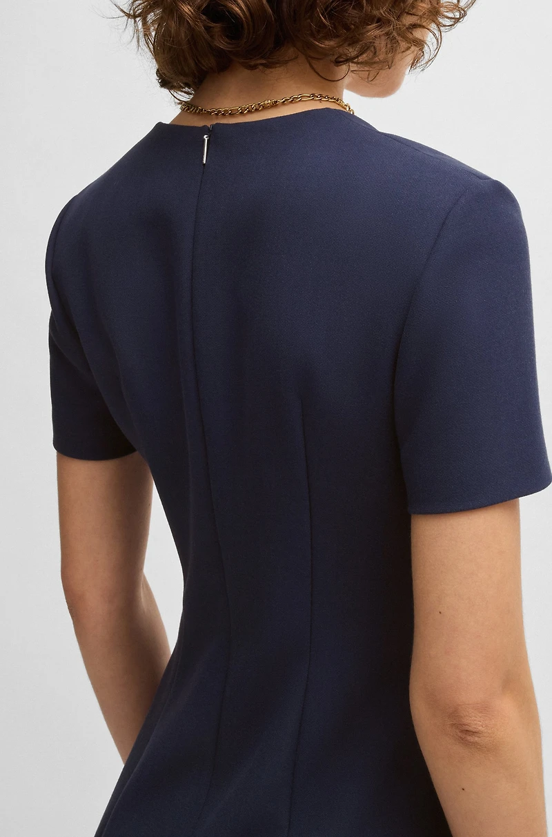 Square-neck slim-fit dress stretch material