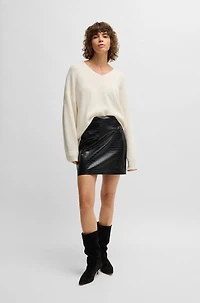 Wool-blend relaxed-ft sweater with V neckline