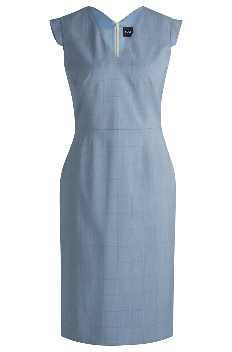 Bodycon business dress checked wool