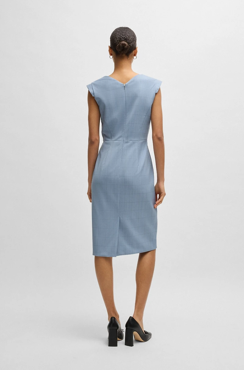 Bodycon business dress checked wool