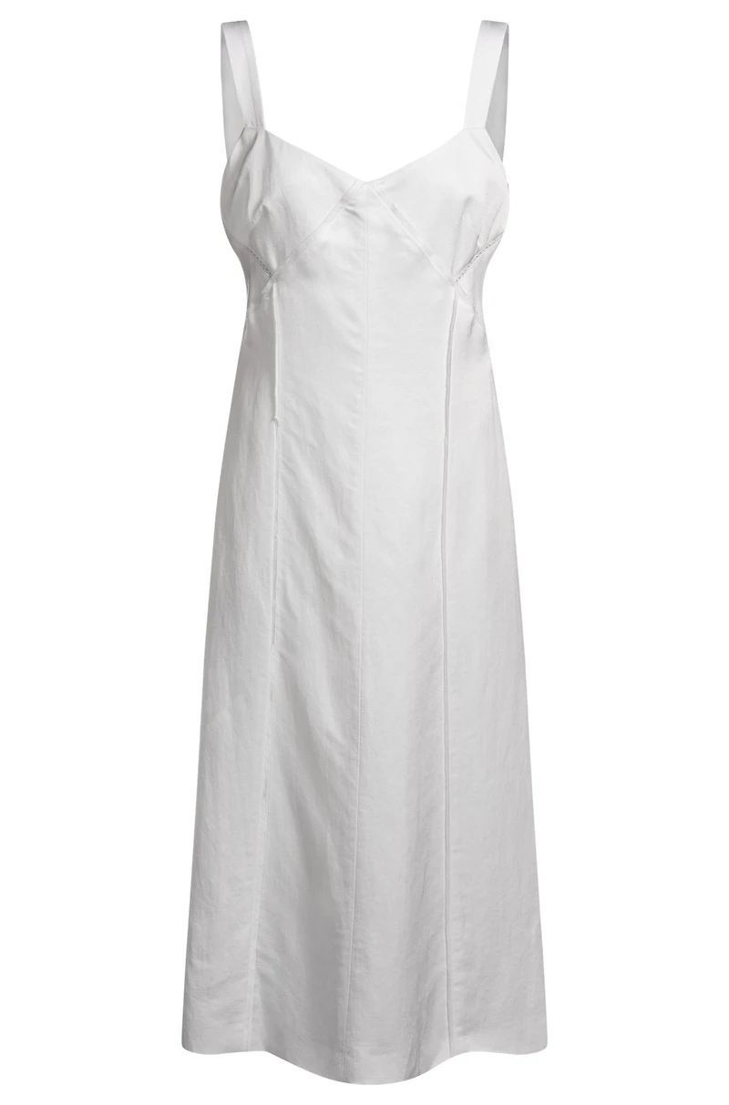 Summery dress with wide straps and seaming detail