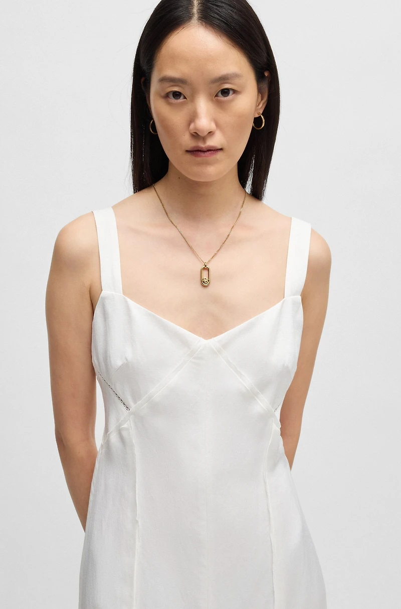 Summery dress with wide straps and seaming detail