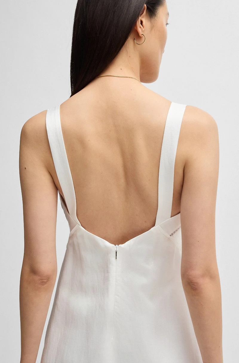 Summery dress with wide straps and seaming detail
