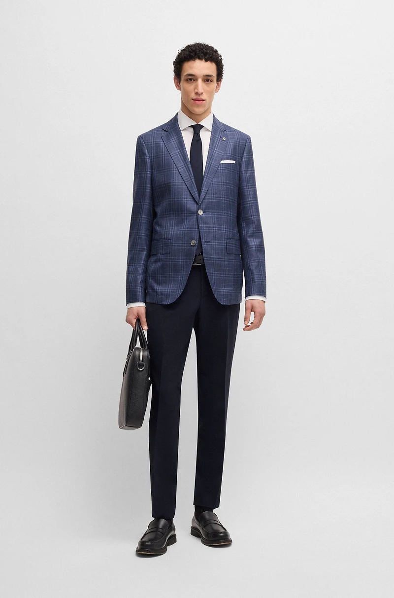 Slim-fit blazer checked virgin wool