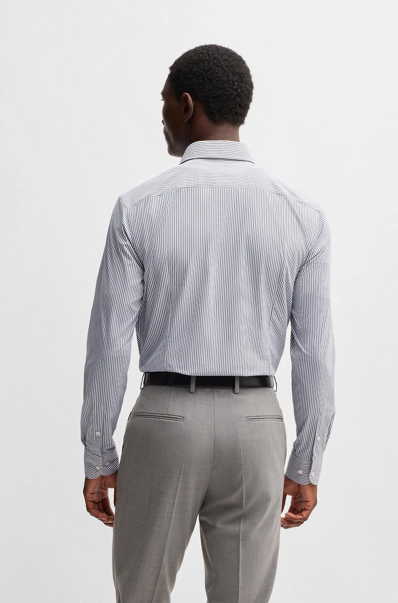 Slim-fit shirt striped performance-stretch fabric