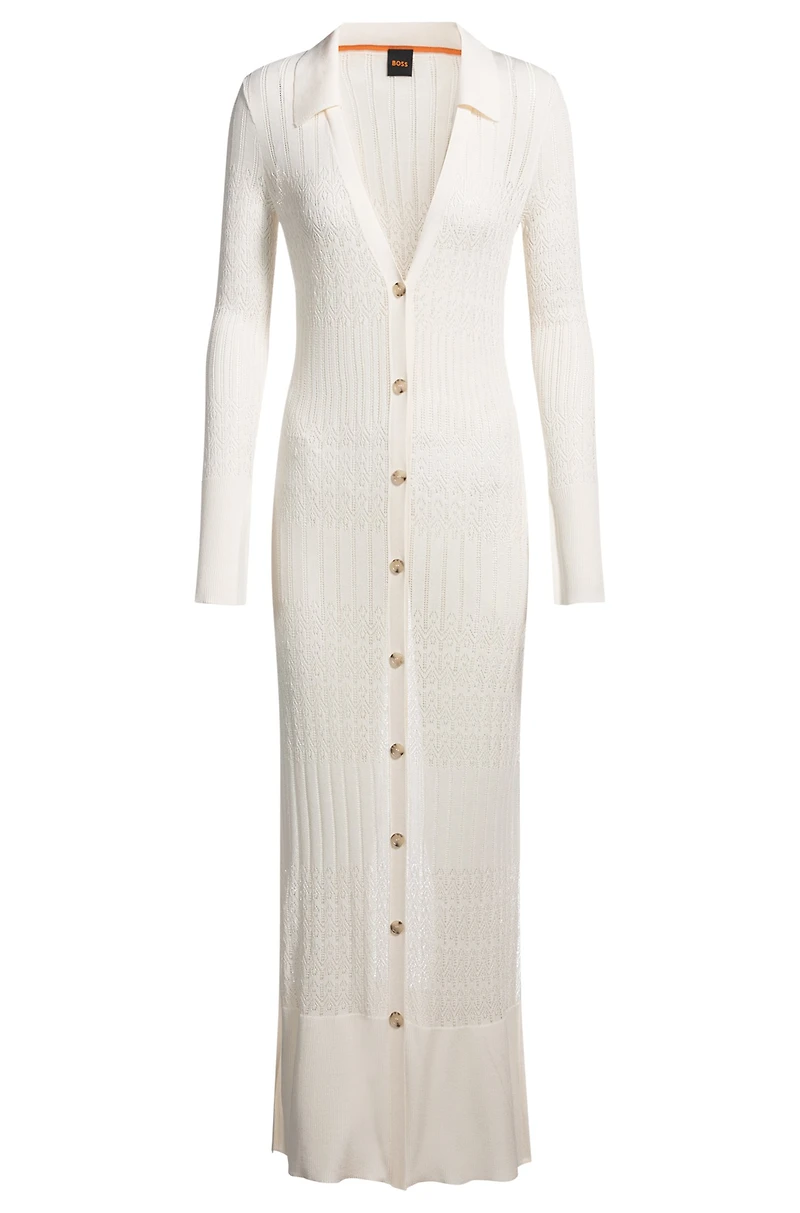 Long knitted cardigan with collar
