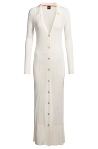 Long knitted cardigan with collar