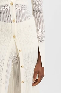 Long knitted cardigan with collar