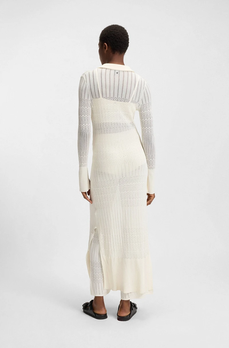 Long knitted cardigan with collar