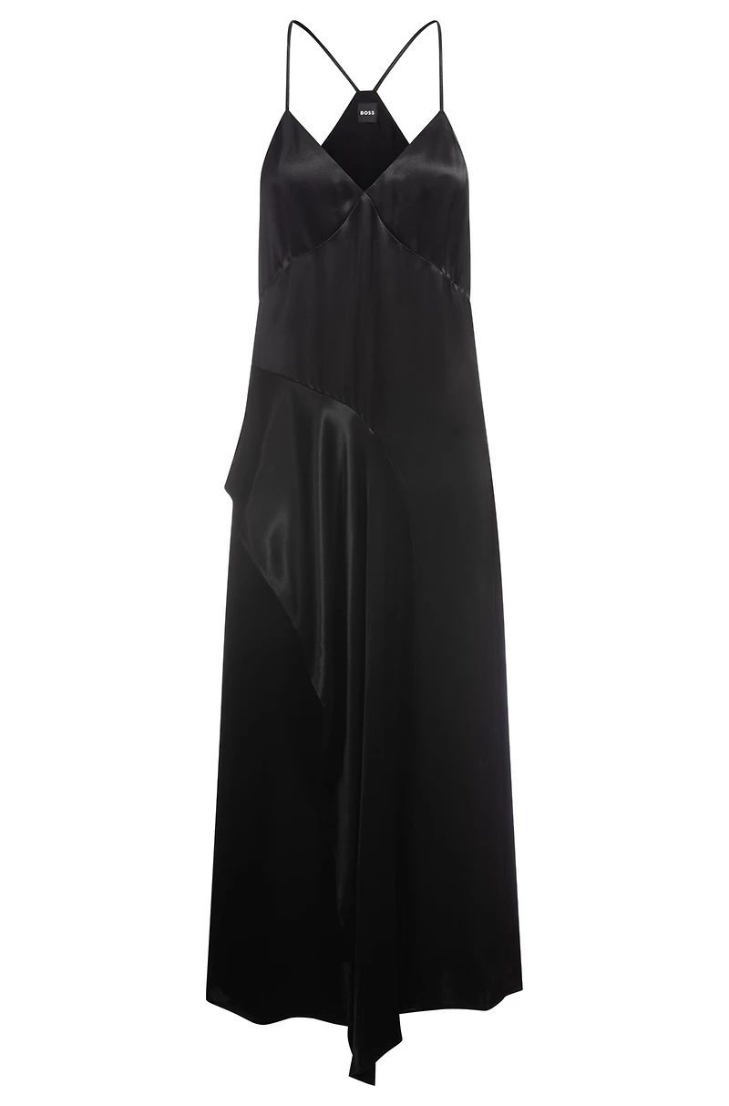 Sateen dress with waterfall detail