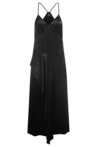 Sateen dress with waterfall detail