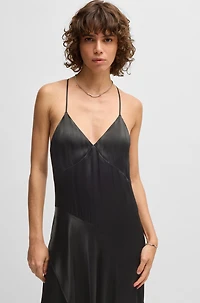 Sateen dress with waterfall detail