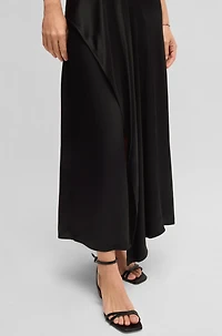 Sateen dress with waterfall detail