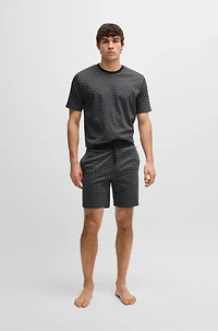 Interlock-cotton pajama shorts with monogram print