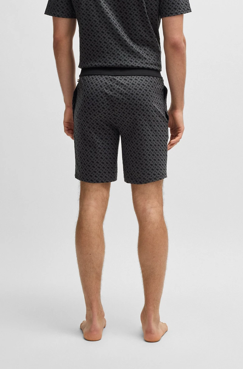 Interlock-cotton pajama shorts with monogram print