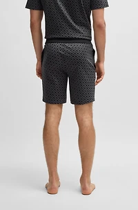 Interlock-cotton pajama shorts with monogram print